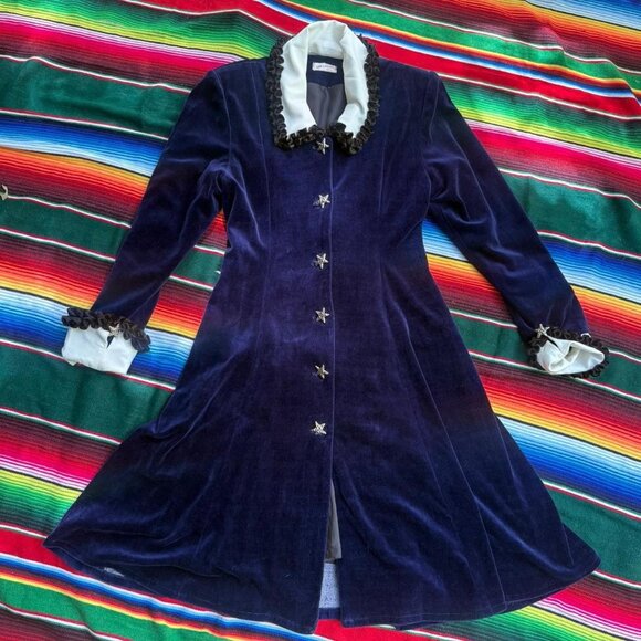 WHIMSICAL VELVET lightweight COSPLAY COAT (OR DRESS) w/ star buttons! - Picture 1 of 8